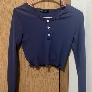 navy purplish button down shirt for women or girl